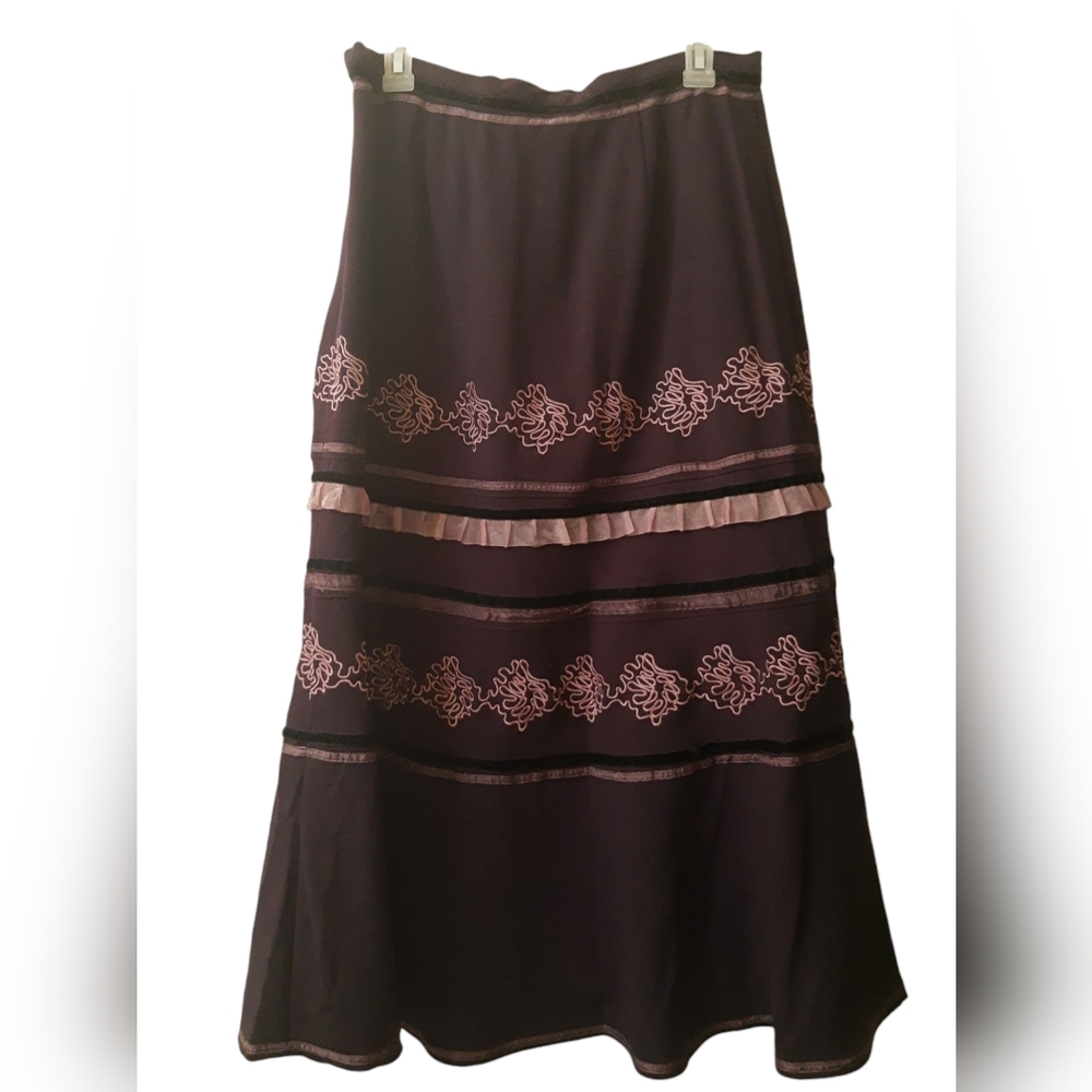Vintage 90s Chadwick's Women's Embroidered Lined Long Skirt Modern 8-10 (VTG 12)